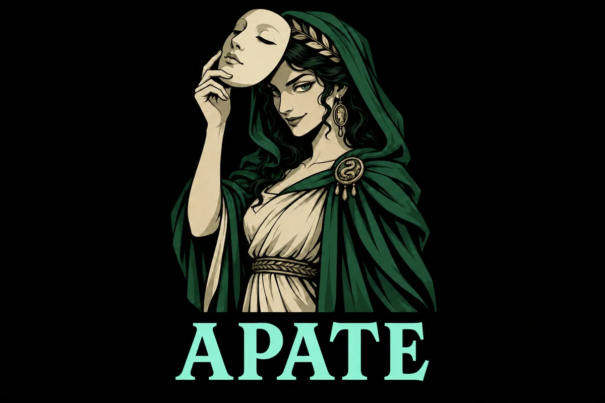 Apate, an original illustrated mythological portrait