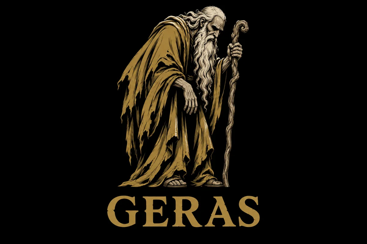 Geras, an original illustrated mythological portrait