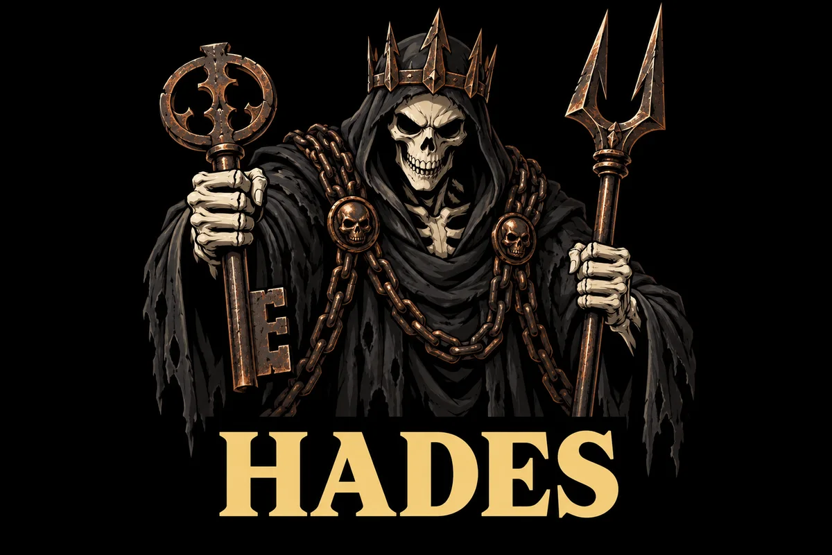 Hades · The Jailer, an original illustrated mythological portrait