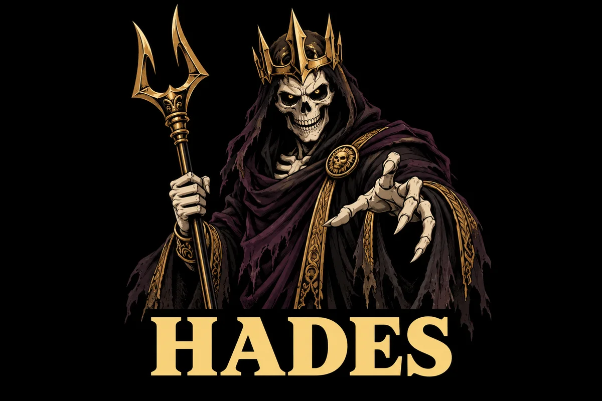 Hades · The Bone King, an original illustrated mythological portrait