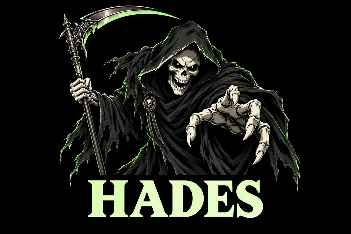 Hades · The Reaper, an original illustrated mythological portrait