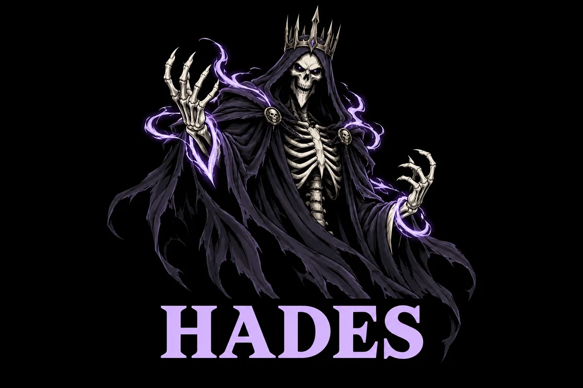 Hades · The Wraith, an original illustrated mythological portrait