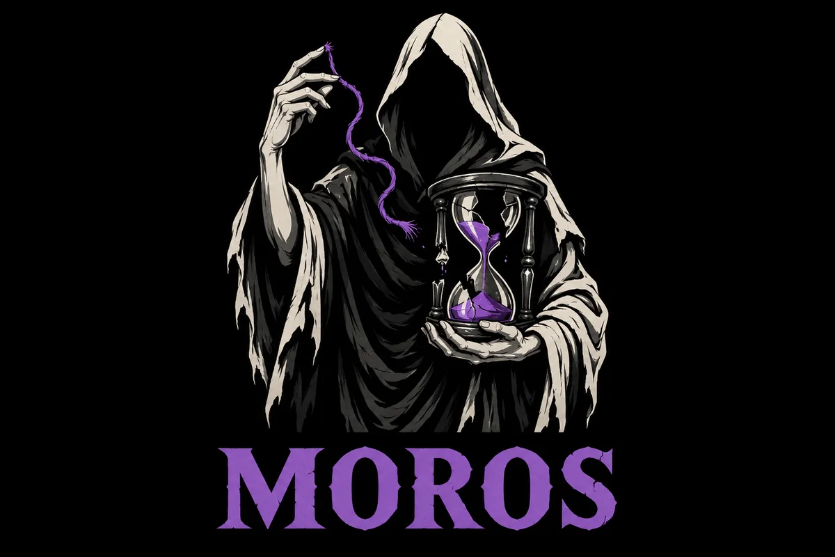Moros, an original illustrated mythological portrait