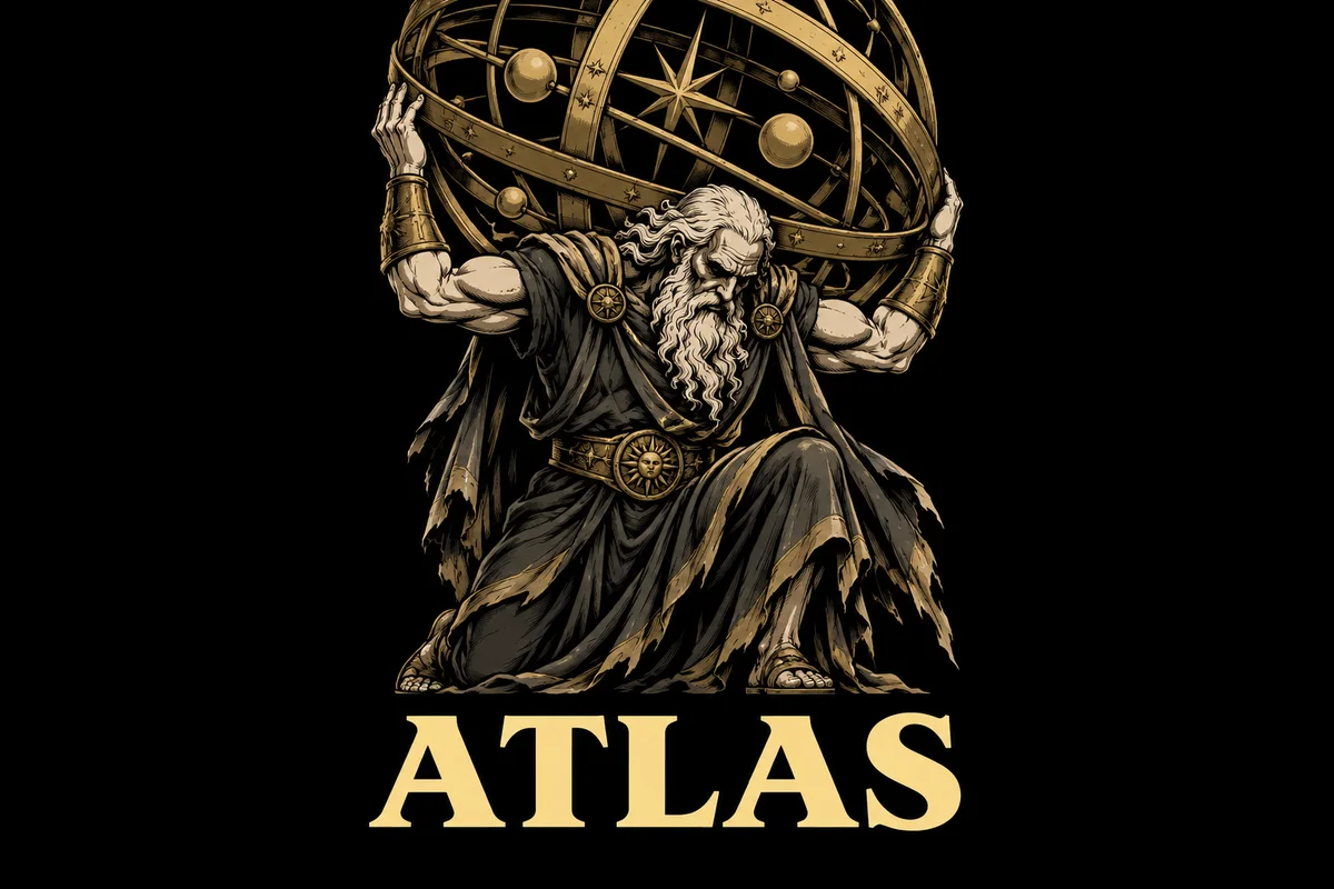 Atlas, an original illustrated mythological portrait