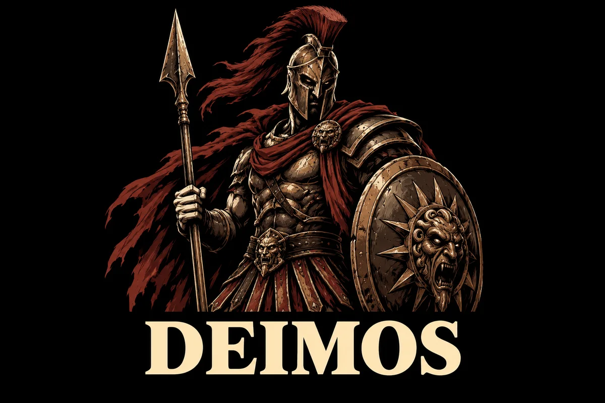 Deimos, an original illustrated mythological portrait