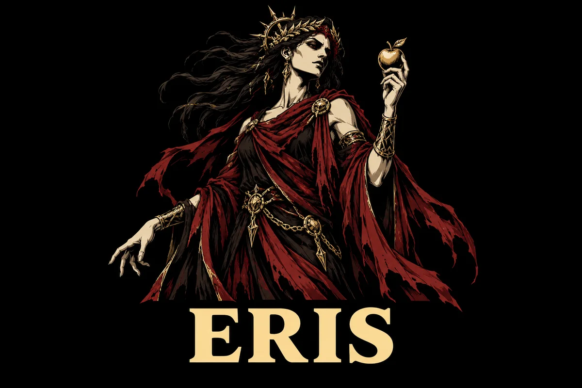 Eris, an original illustrated mythological portrait