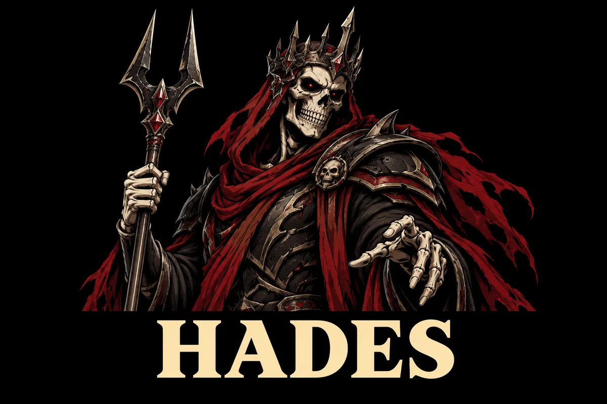 Hades, an original illustrated mythological portrait