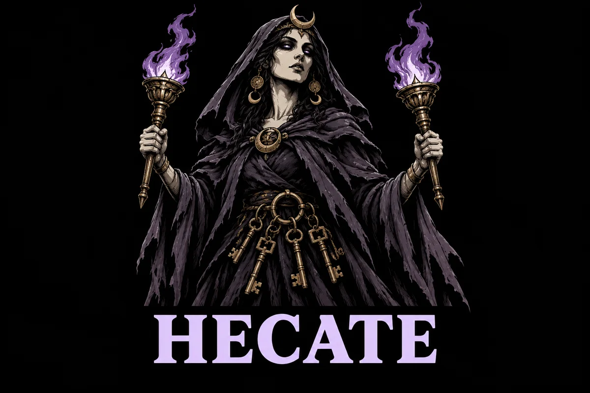 Hecate, an original illustrated mythological portrait