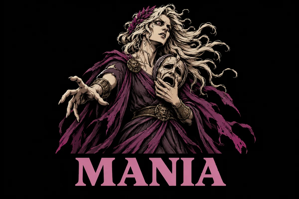 Mania, an original illustrated mythological portrait