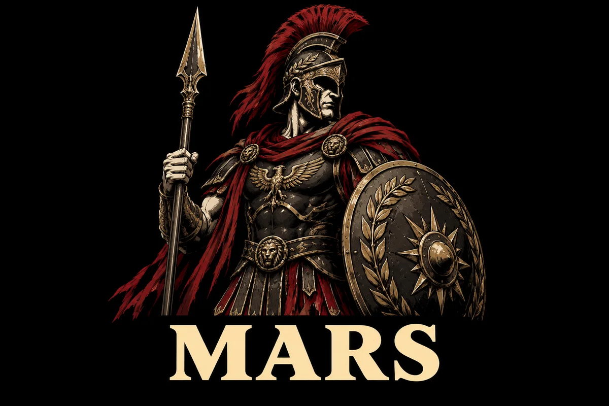 Mars, an original illustrated mythological portrait
