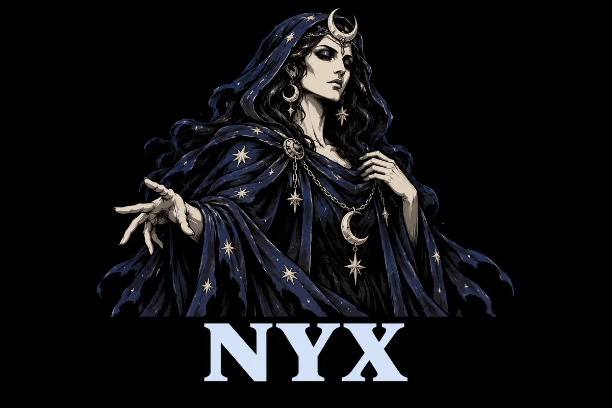 Nyx, an original illustrated mythological portrait