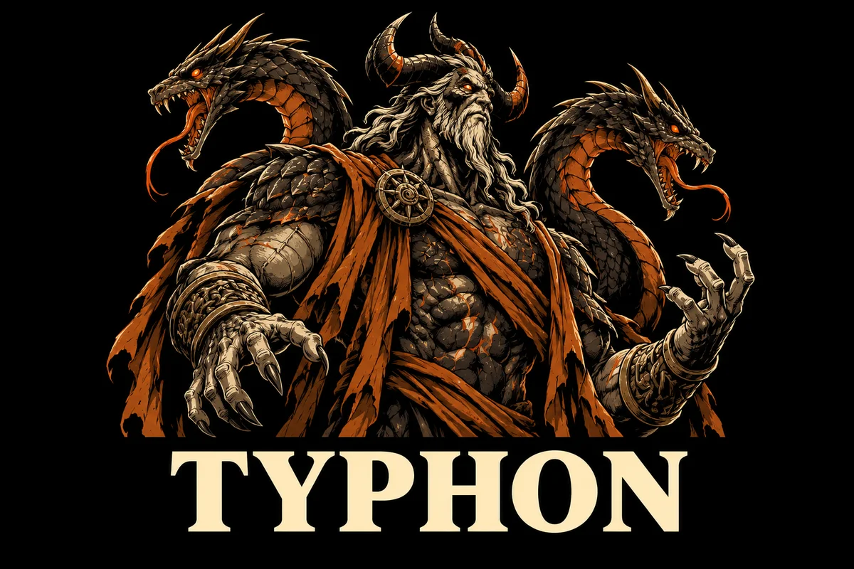 Typhon, an original illustrated mythological portrait